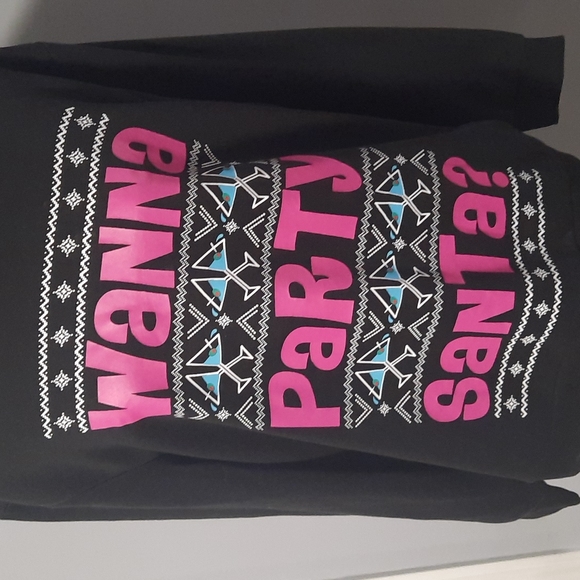 Wanna Party Santa? Drinking Christmas Long Sleeve Black Sweater - Picture 2 of 7